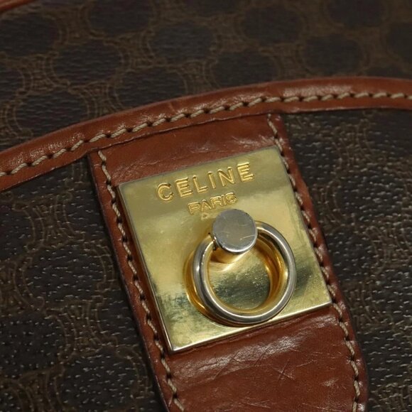 CELINE Macadam Canvas Shoulder Bag PVC Leather Brown Gold Auth - Picture 11 of 16